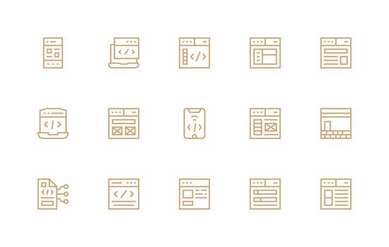 15 regular línea vectores para css tema diseño icono paquete