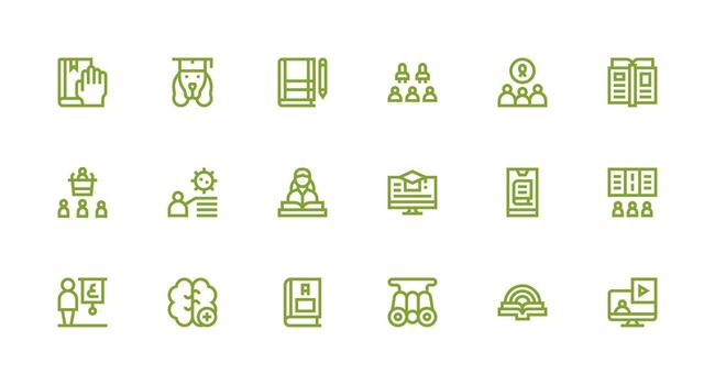 Learning featuring 18 Icons in Strong Stroke Line Design Web and App Icon Pack Collection vector