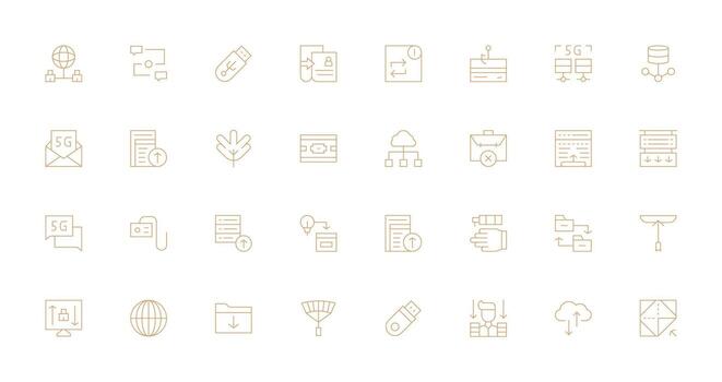 datos transferir conjunto con 32 Delgado línea íconos sencillo íconos para interfaz y wireframes vector