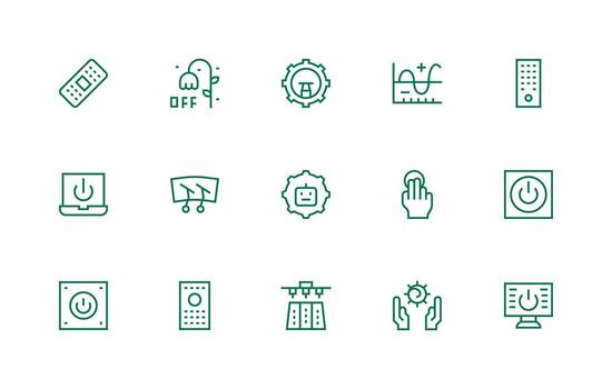 regular línea estilo función íconos con 15 vectores básico icono serie