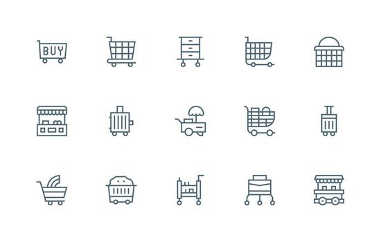 carro icono colección con 15 regular línea diseños completar icono conjunto para móvil aplicaciones vector