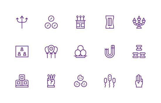 Three Icon Set with 15 Regular Line Graphics Theme-Based Icon Pack vector