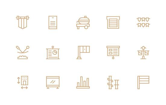 Regular Line Style Horizontal Icons with 15 Vectors Detailed Icon Collection for Design Systems