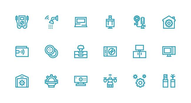 Tech featuring 18 Icons in Strong Stroke Line Design Multi-Purpose Icon Pack for Templates vector