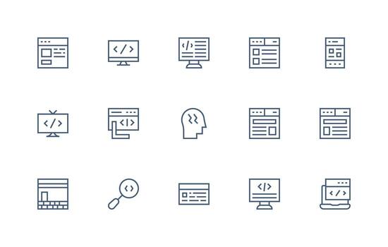 15 Regular Line Icons for Css Graphics Compact Icon Pack vector