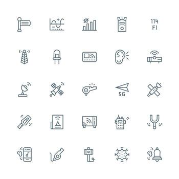 señal icono conjunto con 25 medio carrera contorno gráficos interfaz icono colección para diario proyectos vector