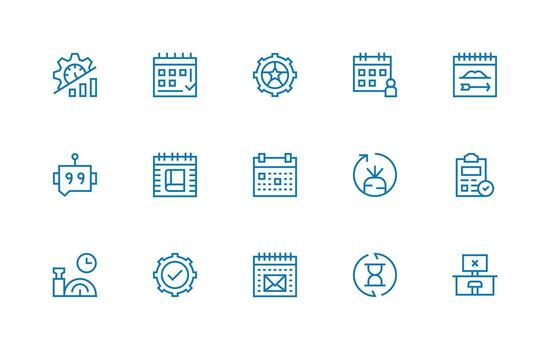 Task Set with 15 Regular Line Icons UI Icon Set vector