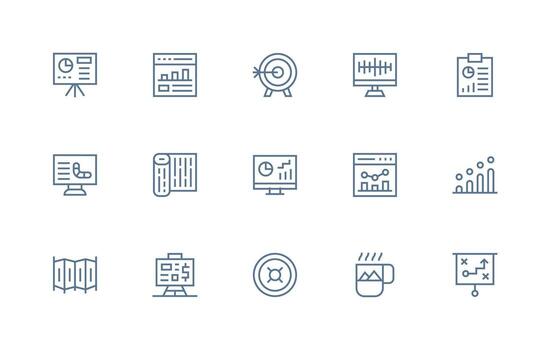 15 Regular Line Style Icons from Visualization Collection Editable Icon Collection vector