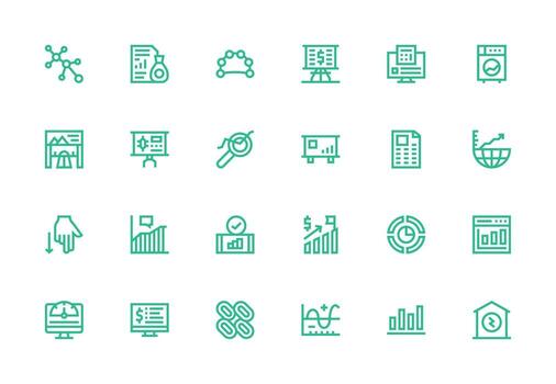 grafico visual paquete conteniendo 24 grueso línea línea íconos íconos construido para visual consistencia paquete vector