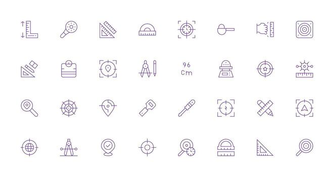 32 Delgado línea íconos para preciso gráficos web y aplicación icono paquete colección vector