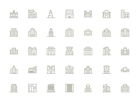 Light Line Icons from Commercial Building Set with 35 Vectors Essential Icons for Rapid UI Building