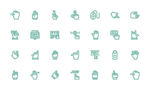 negrita línea íconos desde hacer clic conjunto con 28 vectores compacto icono conjunto