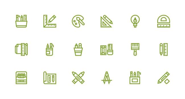 18 Icons for Drawing Tools in Strong Stroke Line Format Icon Set for Projects vector
