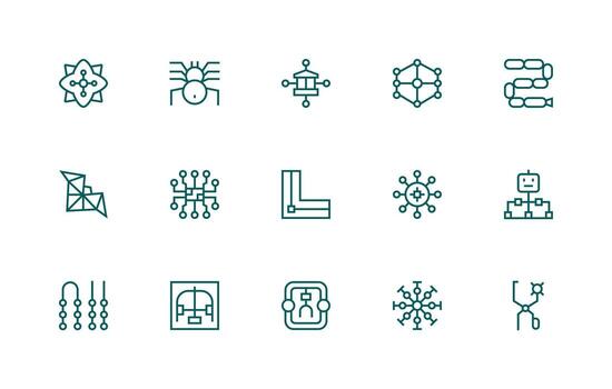 15 Regular Line Designs for Node Icons UI and UX Focused Icon Collection vector