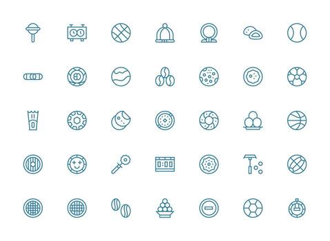 Round Design Icons featuring 35 in Regular Clean Line Style User Interface Icons for Digital Products vector