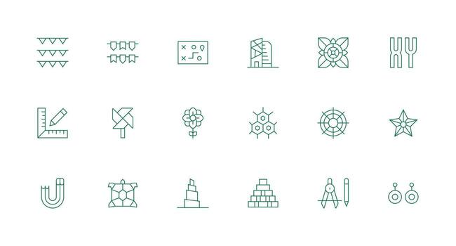 18 mínimo línea estilo íconos desde geométrico colección interfaz icono colección vector