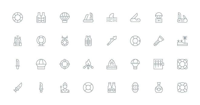 Thin Line Icons from Survival Set with 32 Vectors Multi-Style Icons for Creative Projects