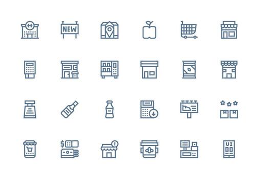 24 Thick Line Line Designs for Store Icons Neatly Designed Icons for Web Platforms vector