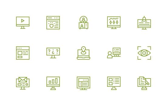 Regular Line Icons from Screen Set with 15 Vectors Scalable Icons for All Themes