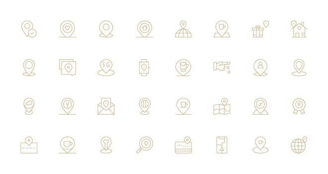 Geolocation featuring 32 Icons in Thin Line Design Neatly Designed Icons for Web Platforms vector