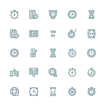 sincronización presentando 25 íconos en medio carrera contorno diseño interfaz íconos para diario utilizar vector