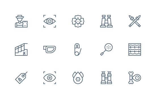Detail Set with 15 Regular Line Icons UI Icon Set vector
