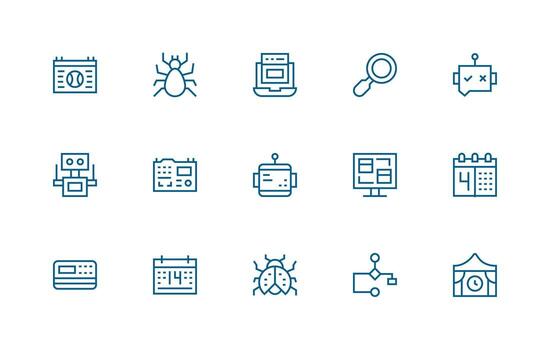 15 regular línea íconos para programa gráficos web icono colección vector