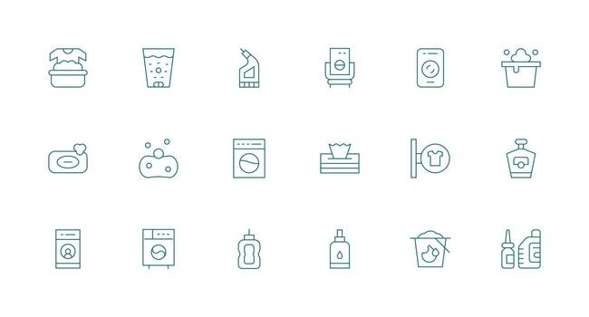 Detergent featuring 18 Icons in Minimal Line Design Interface Icon Collection for Daily Projects vector