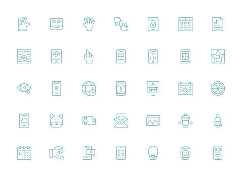 App Icon Collection with 35 Light Line Designs Minimal Icon Set for Interface Projects vector
