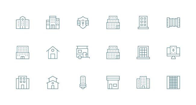 Windows Visual Pack containing 18 Minimal Line Icons Neatly Designed Icons for Web Platforms vector