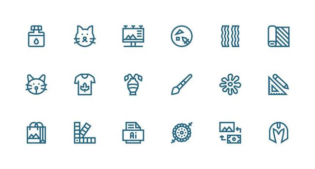 Graphic Design featuring 18 Icons in Strong Stroke Line Design Pixel Perfect Icon Set vector