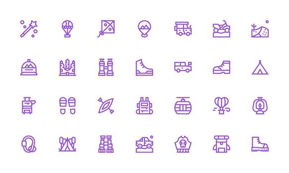 Adventure including 28 Bold Line Illustrations Quick Access Icons for UI Development vector