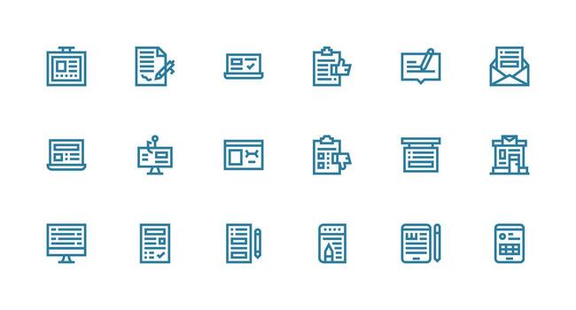 Online Form Icon Set with 18 Strong Stroke Line Graphics Icon Collection Set vector