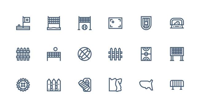 Perímetro diseño íconos presentando 18 en fuerte carrera línea estilo limpiar icono colección para web utilizar vector