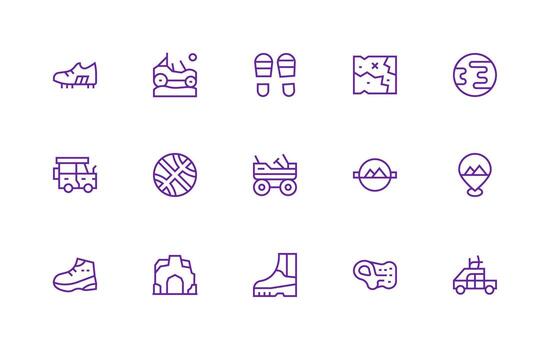 Terrain Icon Set with 15 Regular Line Graphics Pixel Perfect Icon Set vector