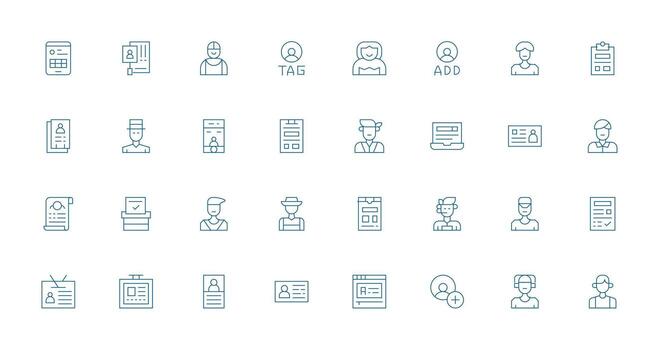 32 Thin Line Style Icons from Registration Collection Flexible Icon System for Web Interfaces vector