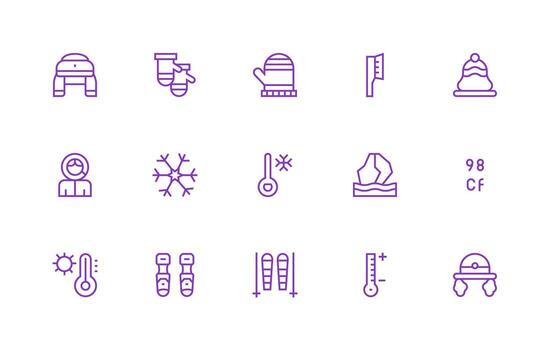 Cold Weather featuring 15 Icons in Regular Line Design Design Ready Icon Set for Teams vector