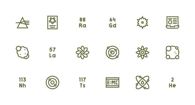 18 Icons for Physics in Strong Stroke Line Format Pixel Perfect Icons for Modern Apps vector