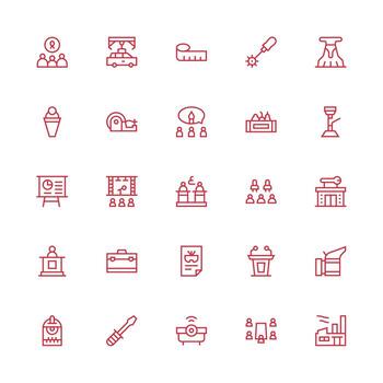 taller icono conjunto con 25 medio carrera contorno gráficos interfaz íconos para diario utilizar vector