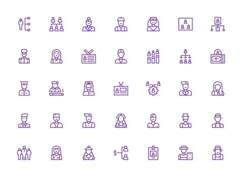 35 Icons for Staff in Regular Clean Line Format Well-Structured Icons for Creative Use vector