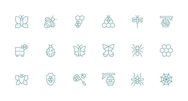 18 Minimal Line Icons for Insect Graphics Line Icon Collection vector