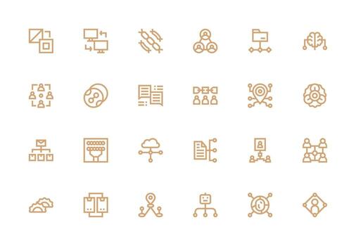 Thick Line Line Icons from Linked Set with 24 Vectors UI Icon Set