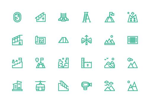 24 Thick Line Line Vectors for Elevation Theme Essential Icons for Rapid UI Building