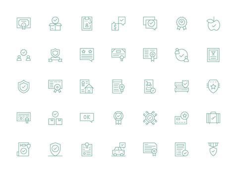 Validated Design Icons featuring 35 in Light Line Style Scalable Icons for All Themes vector