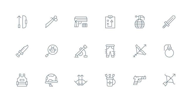 Tactical Set with 18 Minimal Line Icons Full Icon Library for UI Designers vector