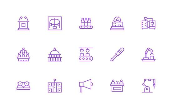 Regular Line Style Assembly Icons with 15 Vectors All-Purpose Icon Design Pack