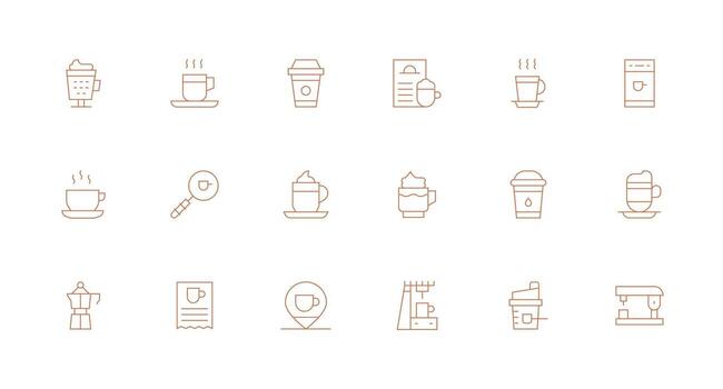 18 Minimal Line Style Icons from Cappuccino Collection Reusable Icon Set vector