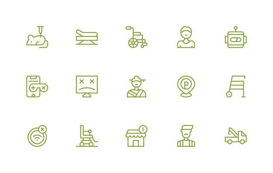 Regular Line Icons from Disabled Set with 15 Vectors Flexible Icon System for Web Interfaces
