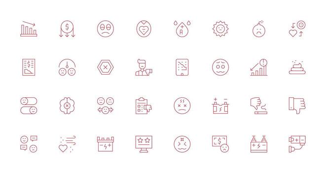 32 Icons for Negative in Thin Line Format Icon Set for Apps vector