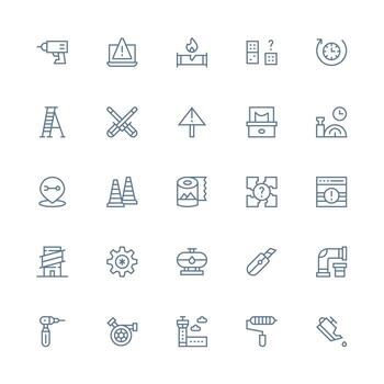 Maintenance Icon Set with 25 Medium Stroke Outline Graphics Icons Built for Visual Consistency Pack vector